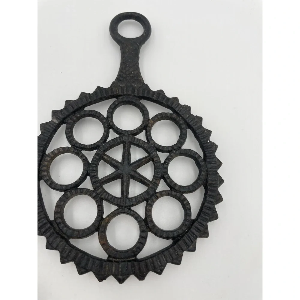 Vintage MCM‎ Set of 3 Black Cast Iron Trivets Wall Hangings Round Stars